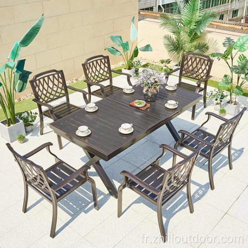 Chaises de table de jardin en fer forgé Ensemble de salle à manger de jardin